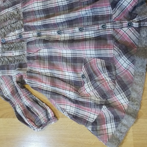 Next pink metallic button down blouse girls size 10 years - Picture 4 of 7